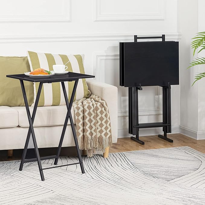 HOOBRO Folding TV Tray Tables, Industrial Side Table - Image 5