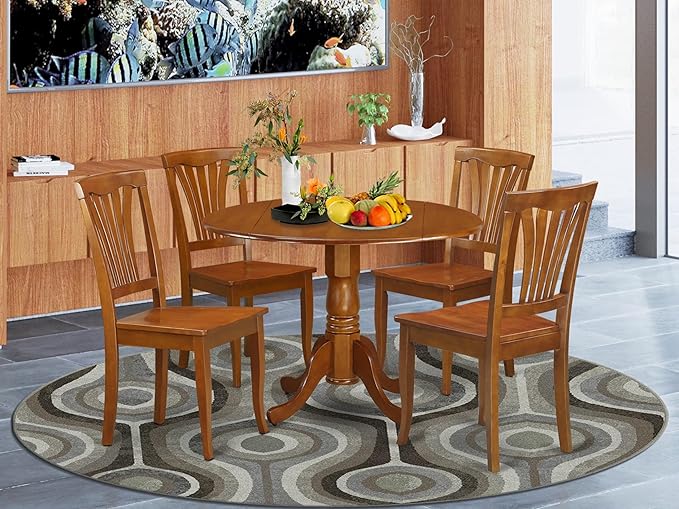 East West Furniture DLAV5-SBR-W 5 Piece Kitchen Table & Chairs Set Includes a - Image 2