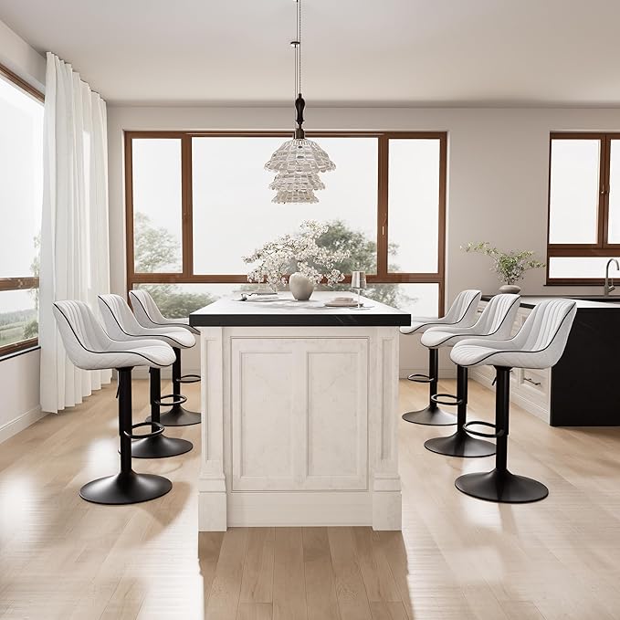 YOUNIKE White Bar Stools Set of 2 Kitchen Counter Height Barstools Upholstered - Image 6