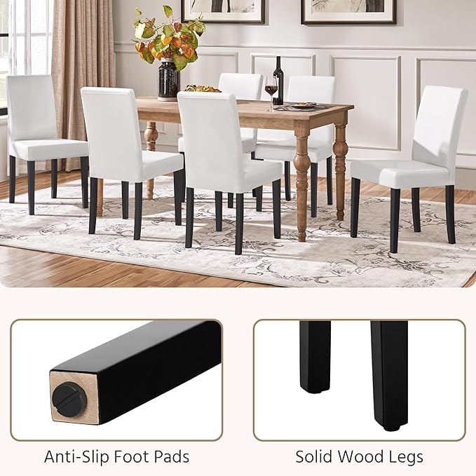 Yaheetech Dining Chairs Set of 6 Faux Leather Modern Dining Room Chairs - Image 6