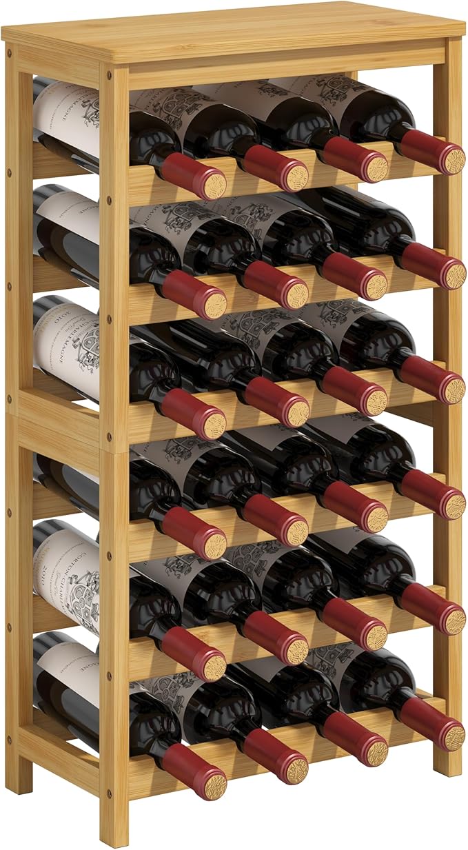 6 Tier Wine Rack Freestanding Floor, 24 Bottles Wine Storage Shelves by MOGELAFOO