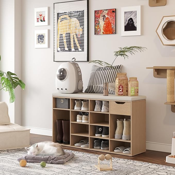 DINZI LVJ Shoe Bench, Entryway Storage Bench - Image 5