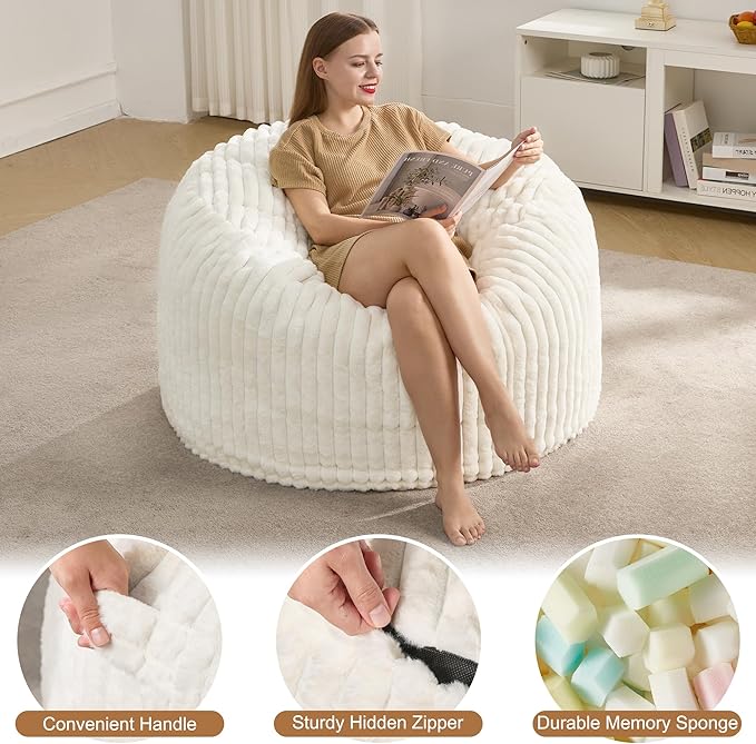 Hobestluk 3ft Bean Bag Chairs for Adults Large Beanbag Chair - Image 4