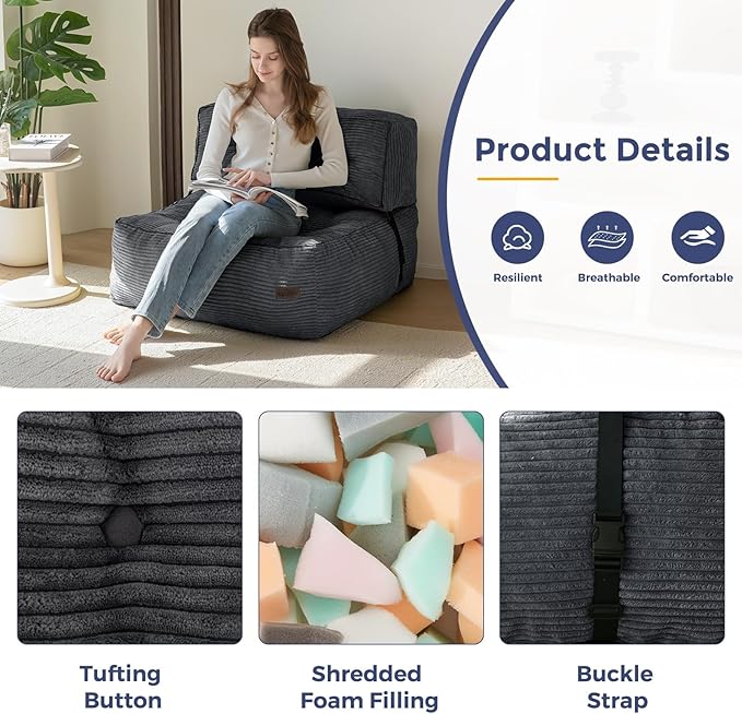MAXYOYO Floor Sofa Bean Bag Sofa Couch, Comfy Floor Couch - Image 4