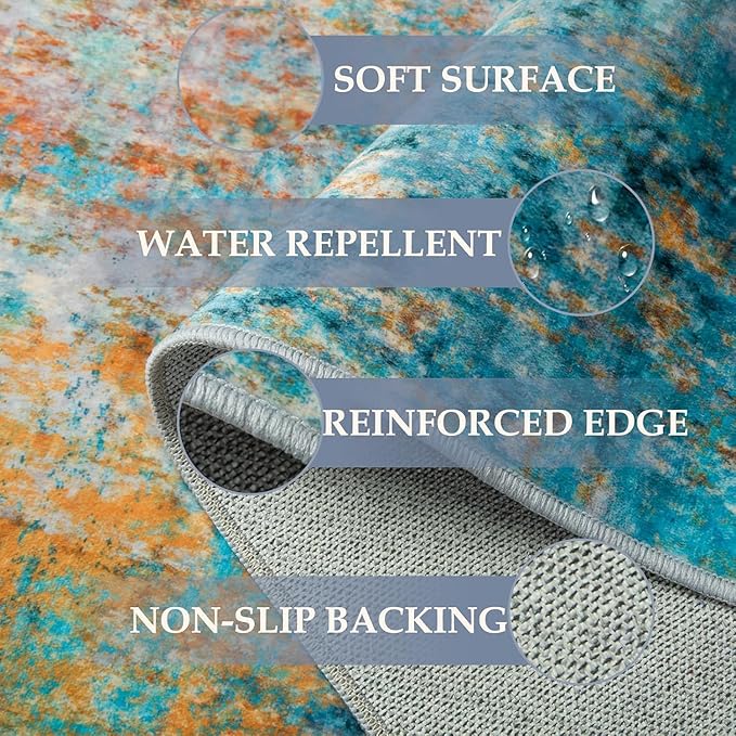 Washable Area Rugs 6'x9' Non-Slip Modern Abstract Soft - Image 3