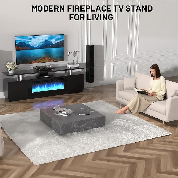 70" Fireplace TV Stand for TVs Up to 80", Entertainment Center - Image 5