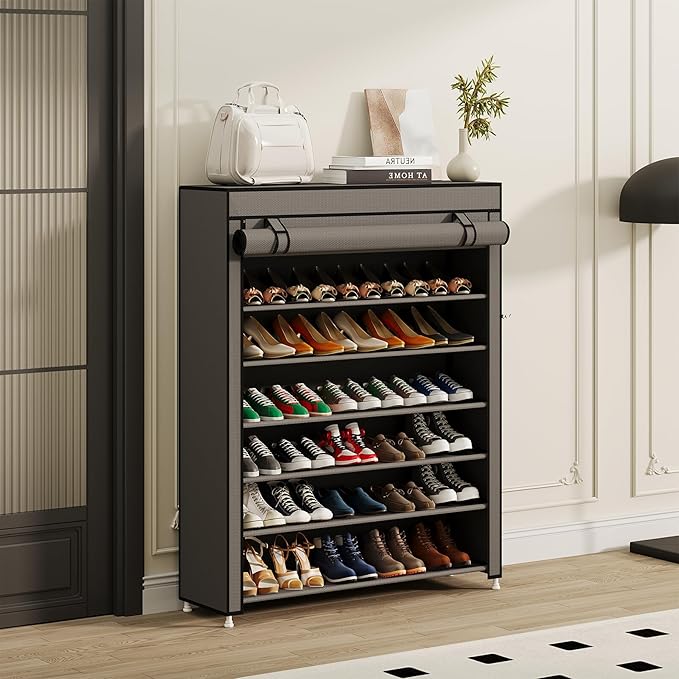 Calmootey 7 Tier Shoe Rack Organizer to Hold 35 Pairs, Portable Shoe Shelf - Image 5