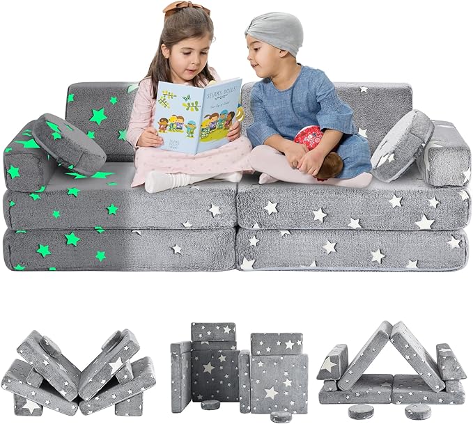 10Pcs Kids Play Couch, Toddler Sofa, Modular Kids Couch by whifee