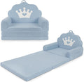 2-in-1 Kids Couch Fold Out, Soft Teddy Sherpa Toddler Couch by PIIKAGO