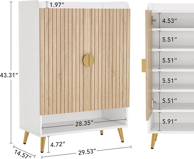 Tribesigns Shoe Cabinet with Doors, 7-Tier Shoe Storage Cabinet with Adjustable - Image 2