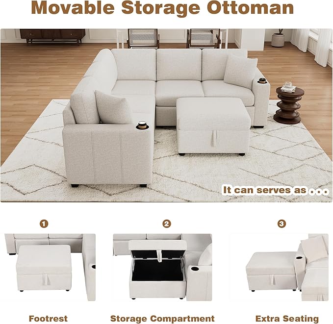84.7" Symmetrical Convertible Sleeper Sectional Sofa Couch Bed - Image 6