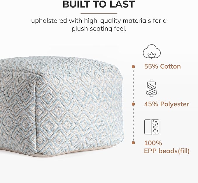 Anji Mountain 22"x22"x16" Handmade & Handcrafted Ottoman Pouf Comfortable Pouf - Image 4