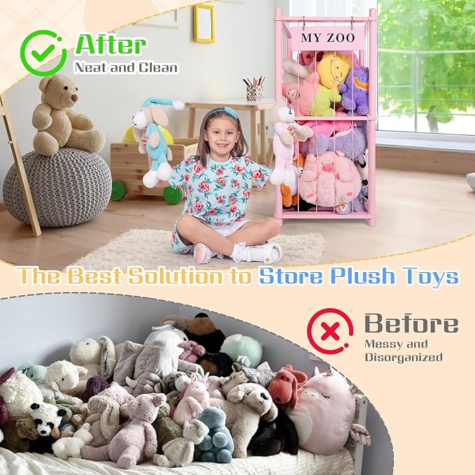 Stuffed Animal Storage Zoo, Wooden Stuffed Animal Organizer - Image 4