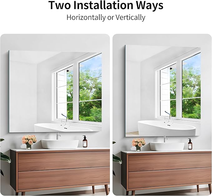 KOCUUY Large Frameless Mirror, 40x48 Inch Square Bathroom Vanity Mirror - Image 8