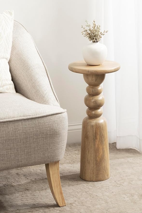 Kate and Laurel Tirollo Modern Round Drink Table; 10 x 10 x 22; Natural Wood; - Image 2