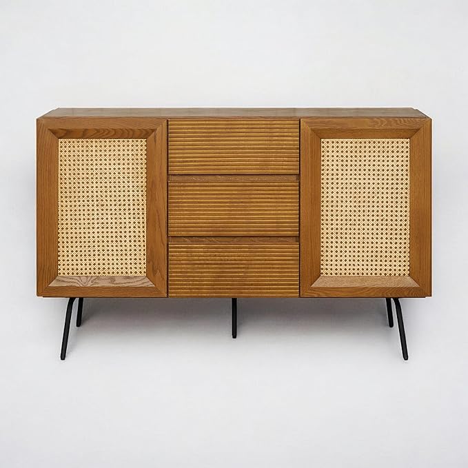 NTC MOSSIC Sideboard with 2 Doors and 3 Drawers, Buffet Cabinet with Natural - Image 8