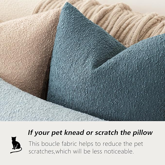Foindtower Pack of 2 Textured Boucle Throw Pillow Covers Accent Solid - Image 4