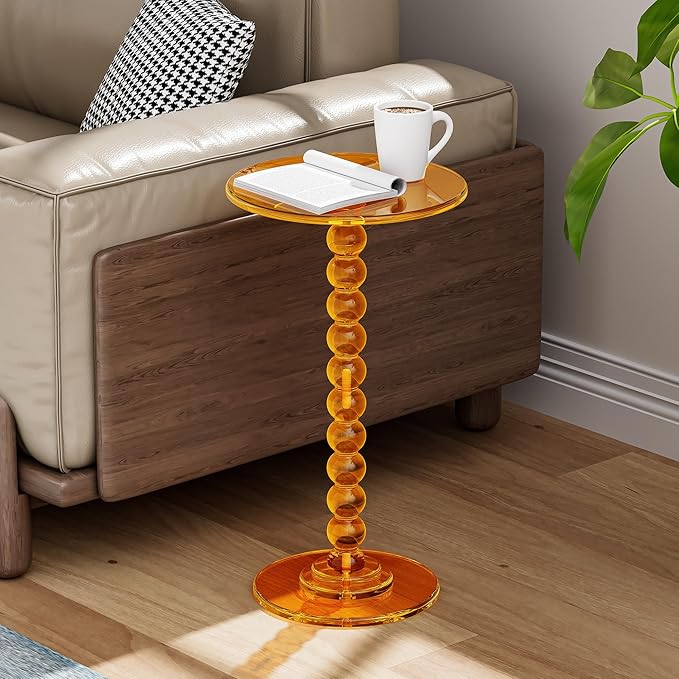 Acrylic Side Table, End Table Round Top - Image 2
