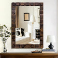 36x24 Inch Handcrafted Solid Wood Square Wall Mirror by AMOISE