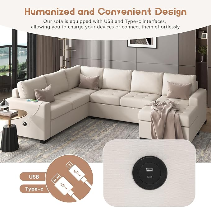 108.3 Inch Modular Sectional Sleeper Sofa - Image 4