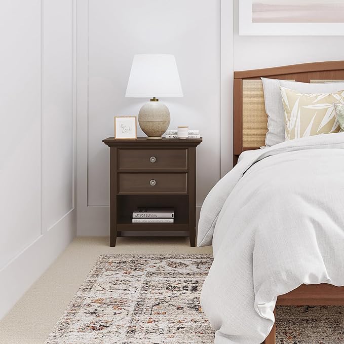 SIMPLIHOME Amherst Solid Wood 24 Inch Wide Traditional Bedside Nightstand Table - Image 2