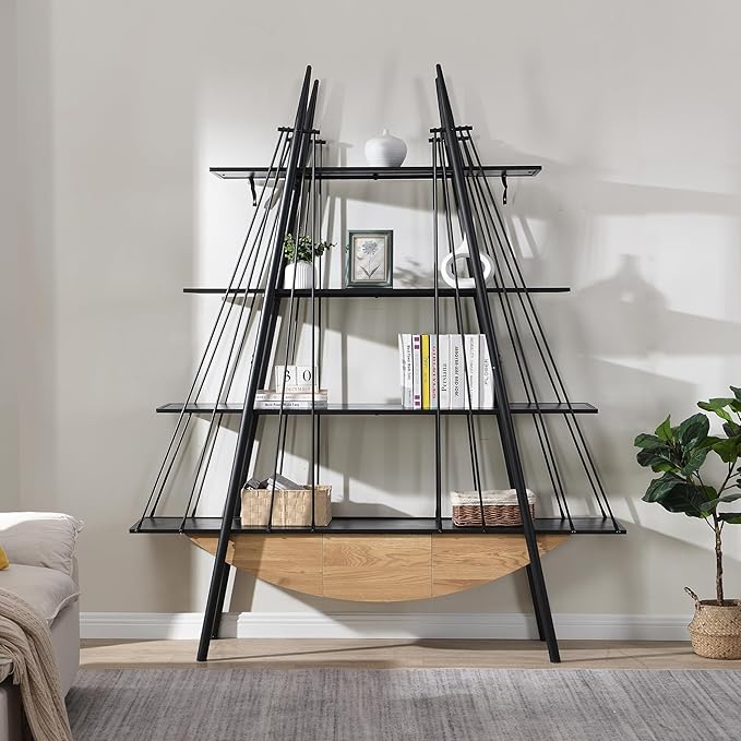 4 Tier Modern Boat-Shaped Bookshelf - Image 2