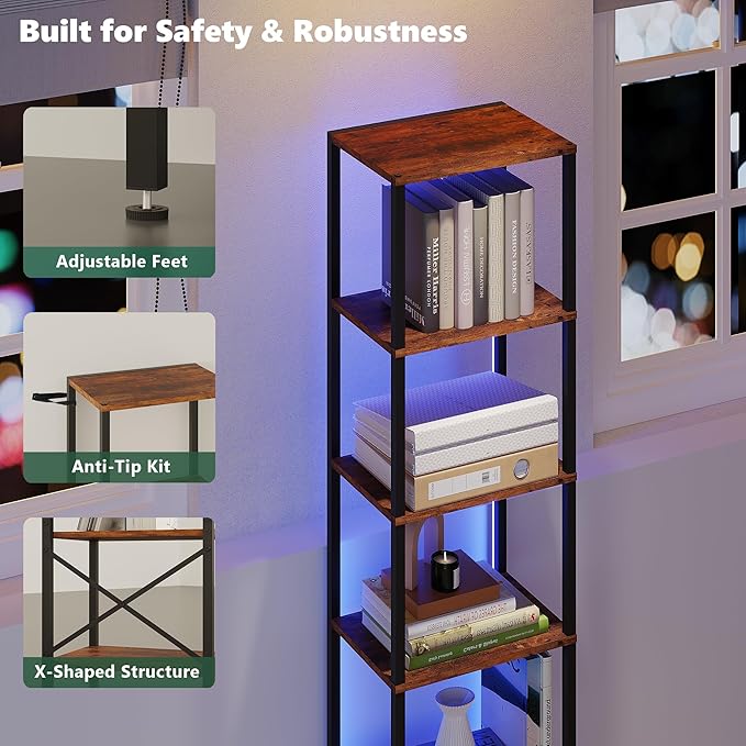 6-Tier Bookshelf, Tall Narrow Bookcase - Image 5