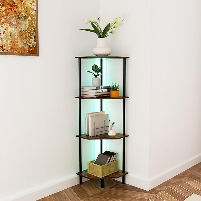 Corner Shelf Stand, Storage Standing Shelf Unit by QLHousesuoH