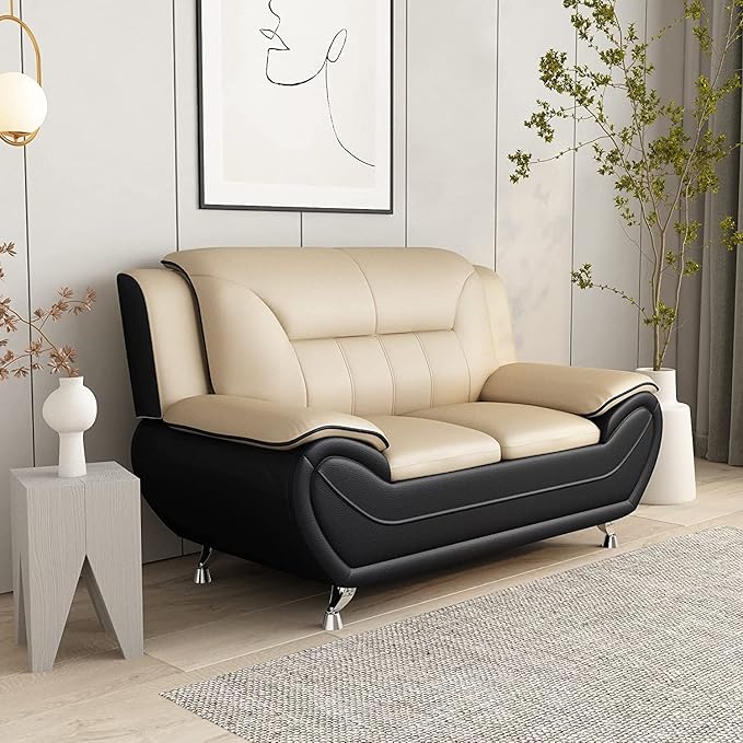 Container Furniture Direct Michael Sofa and Loveseat, Camel/Black - Image 9