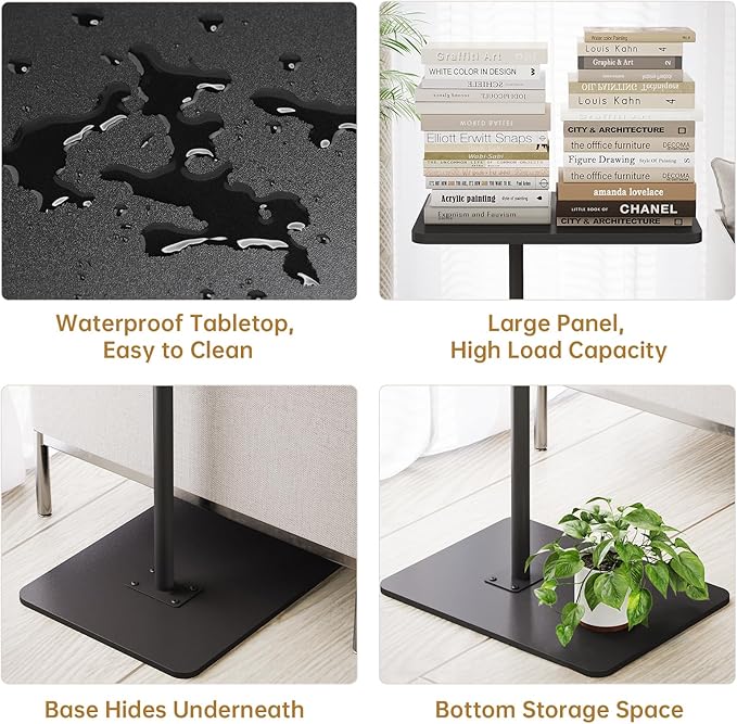NiHome Minimalist Height Adjustable End Table, 360° Rotatable Sofa Armrest Side - Image 6