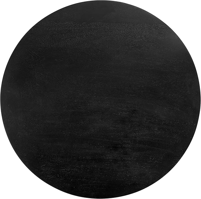 Kate and Laurel Aja Modern Round Wood Coffee Table; 26 Inch Diameter; Black; - Image 9
