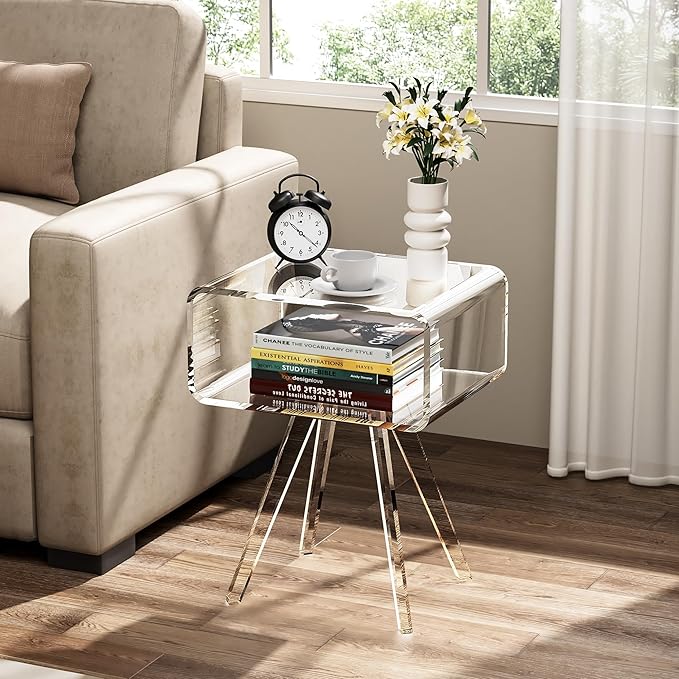 Acrylic Side Table, Acrylic Nightstand Bedside Table - Image 2