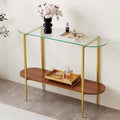 Oval Glass Console Table for Living Room, Foyer & Entrance, 2-Tiers Mid-Century by LumFurn