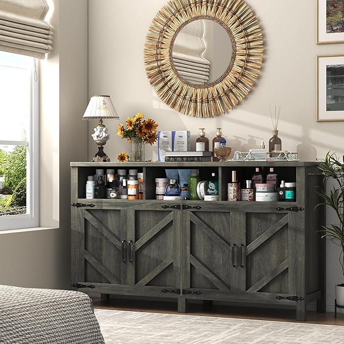 Buffet Sideboard with Storage Farmhouse with 4 Doors, Dining Room - Image 9