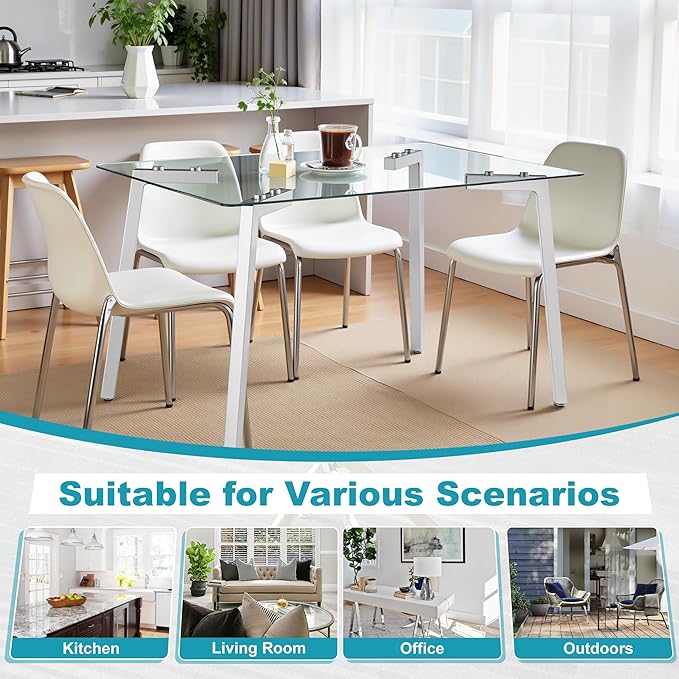 Dining Table for 6 Kitchen Table 51" Rectangular Modern Glass Dining Table - Image 7
