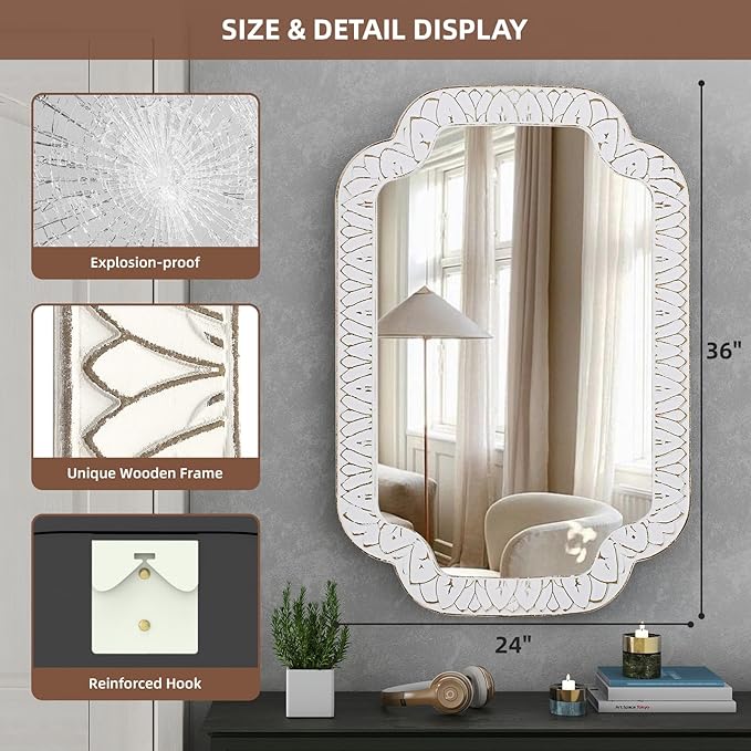 36x24 Inch Scalloped Wall Mirror - Image 3