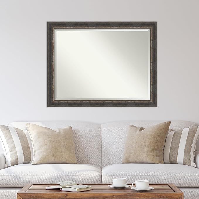 Amanti Art Brown Wall Mirror 35x45 Bark Rustic Char Rectangle Bathroom Mirror - Image 5