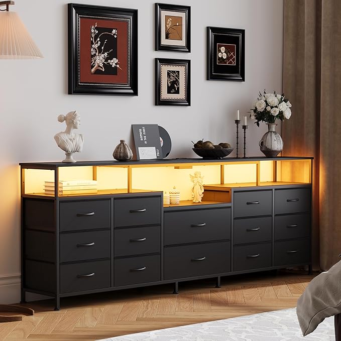 70.9" W Large TV Stand for 65/75/80 inchs TVs, 14 Drawer Long Dresser - Image 7