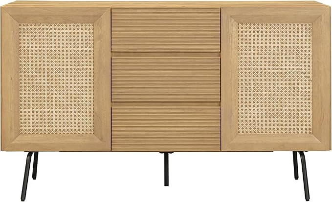 NTC MOSSIC Sideboard with 2 Doors and 3 Drawers, Buffet Cabinet with Natural - Image 3