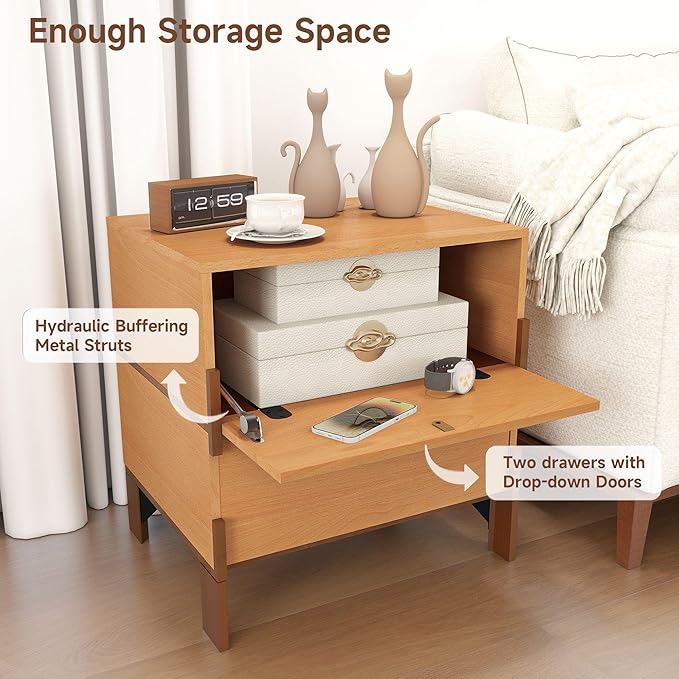 Sebastack Night Stand, Customizable 2 Drawers Bedside Table, End Table - Image 3