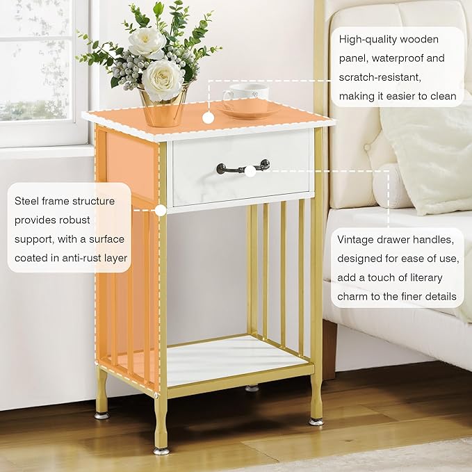 VECELO Nightstands, Industrial Side Table/End Tables - Image 6