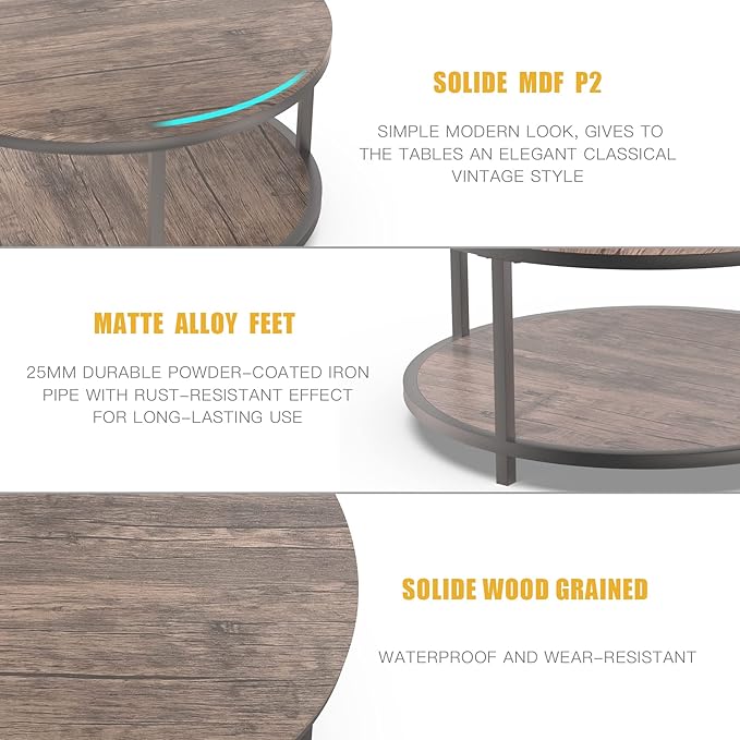 NSdirect Round Coffee Table, 36” Coffee Table - Image 6