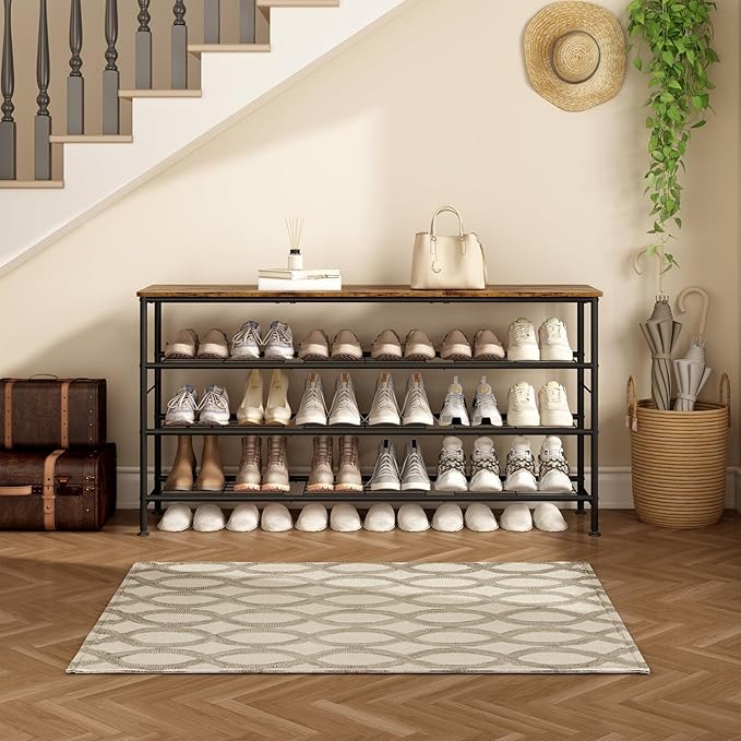 Shoe Rack Organizer 4 Tier for Closet Entryway Free Standing Metal Storage Shoe - Image 4