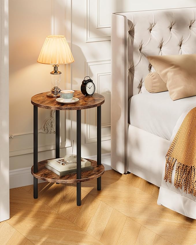 Round Side Table, 2-Tier End Table, Small Side Table - Image 2