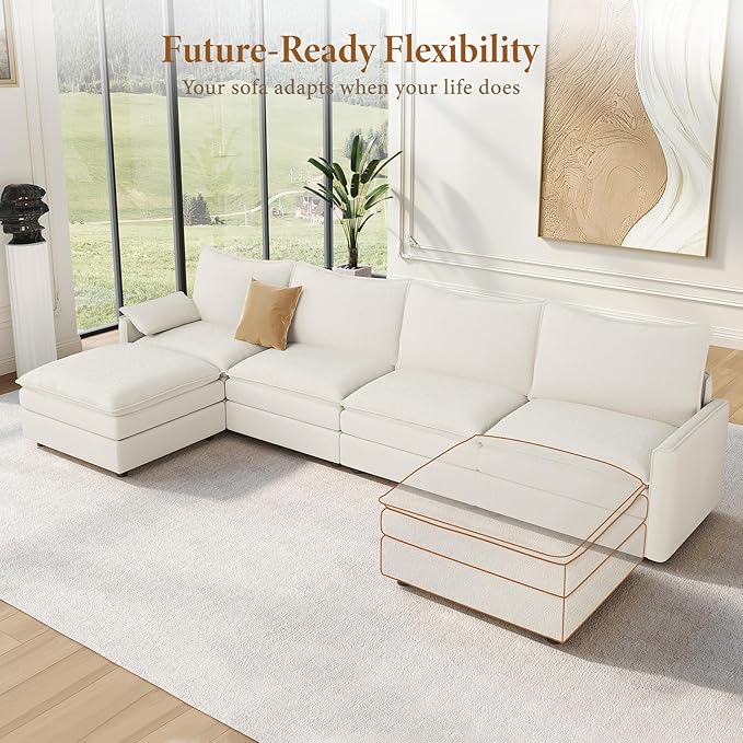 Vesgantti 142" Cloud Couch Sectional Modular Sofa, Comfy Sectional Couch - Image 8