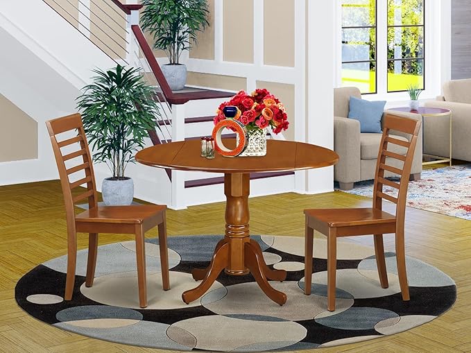 East West Furniture DLML3-SBR-W 3 Piece Kitchen Table Set - Image 2