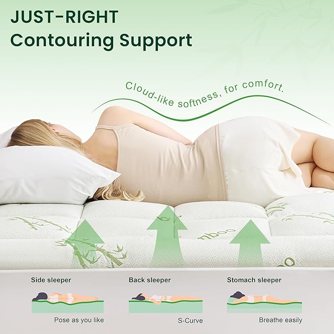 Love's cabin King Size Mattress Topper, Rayon Derived from Bamboo, 900 GSM - Image 3
