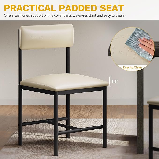 DWVO Dining Room Chairs Set of 4 White Modern Upholstered Dining Chairs Faux - Image 5