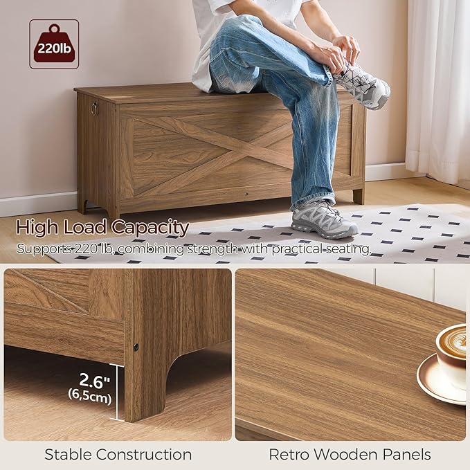 43.3" Toy Chest, Sturdy Entryway Storage Chest - Image 6