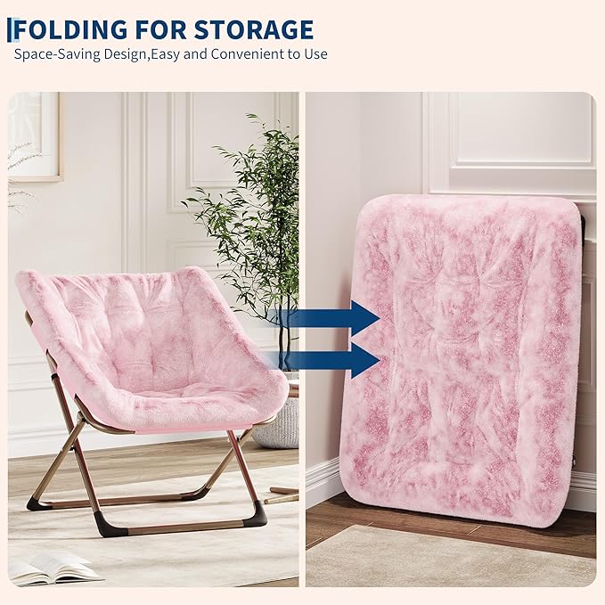 Comfy Chair for Adults, Foldable Living Room Chairs, Soft Faux Fur Folding - Image 8